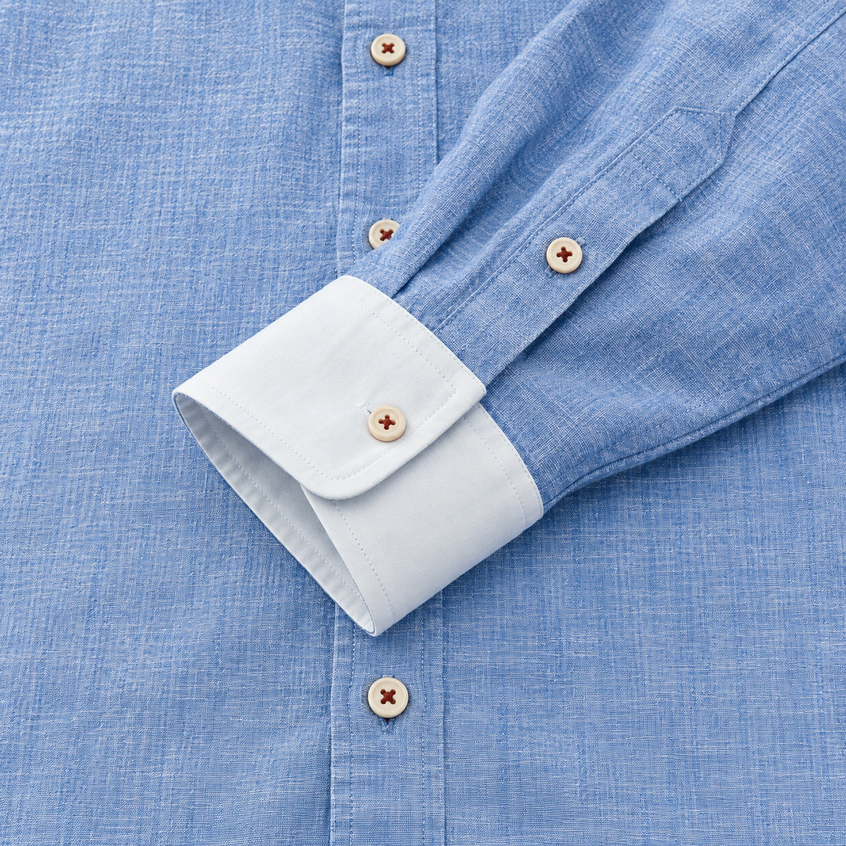 Cotton and linen men's long-sleeved shirt, solid color button-down men's shirt, breathable casual shirt