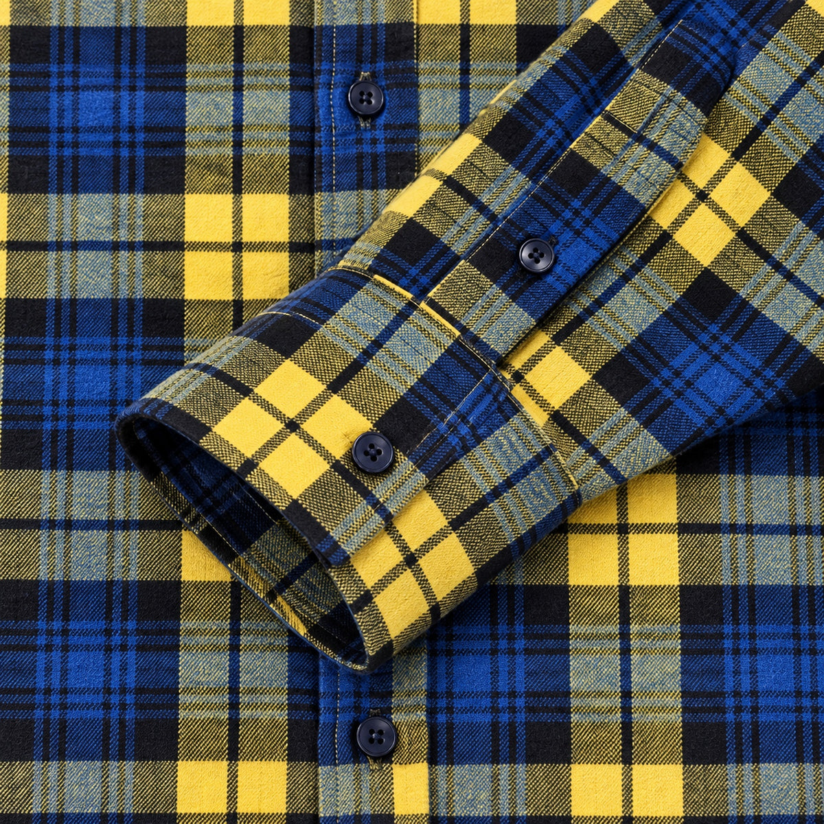 Men's Shirt - Plaid Long-Sleeved Shirt - Classic Ruffled Check Patterned Casual Cotton Men's Clothing Casual Export Shirt