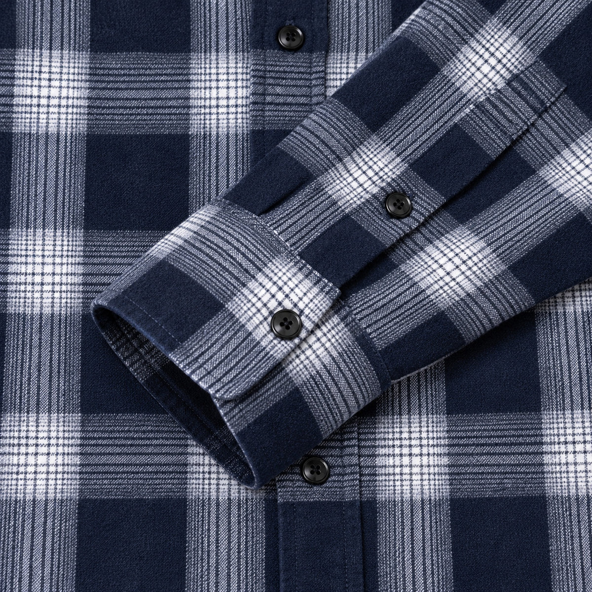 Men's Shirt - Plaid Long-Sleeved Shirt - Classic Ruffled Check Patterned Casual Cotton Men's Clothing Casual Export Shirt