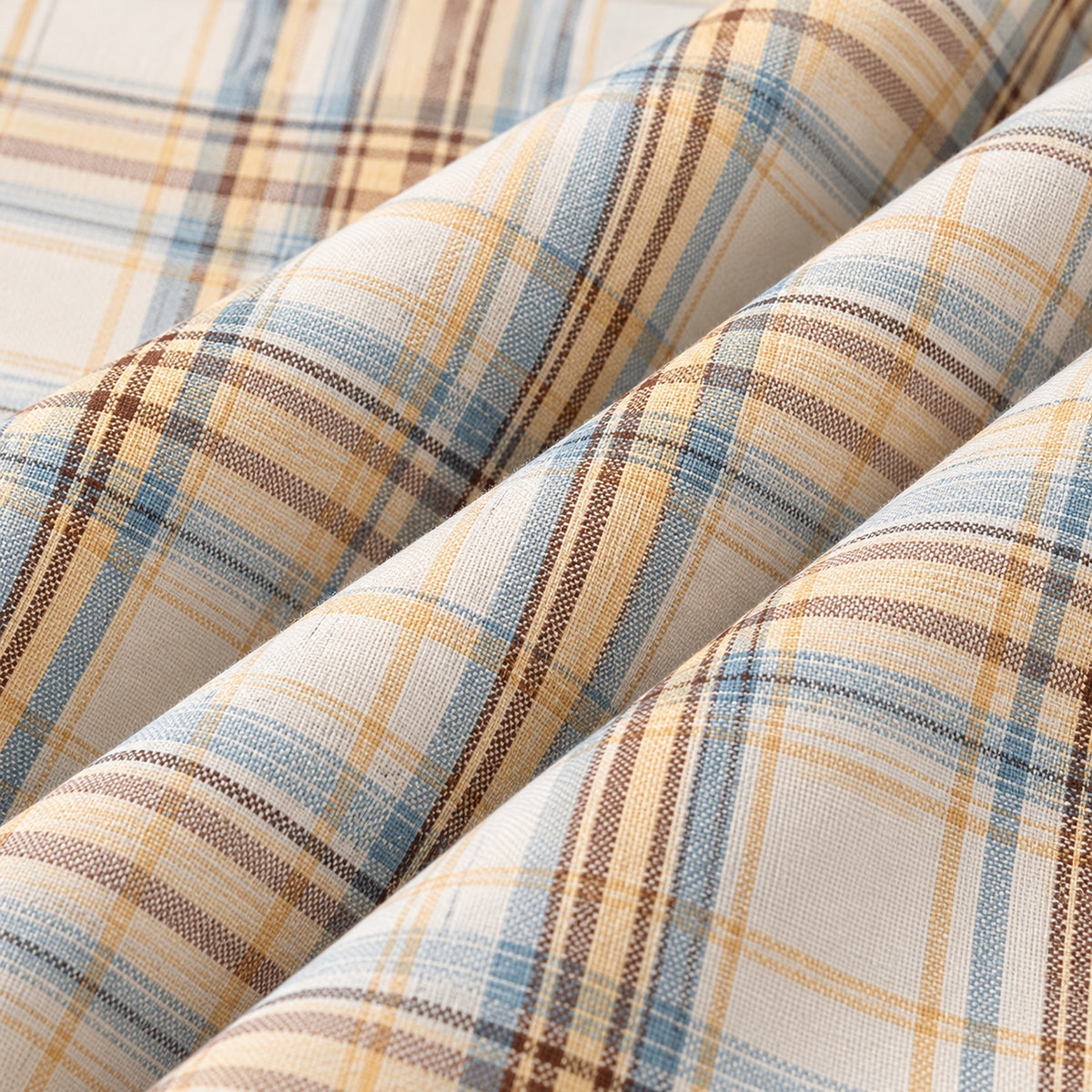 Men's yellow plaid loose casual long-sleeved shirt