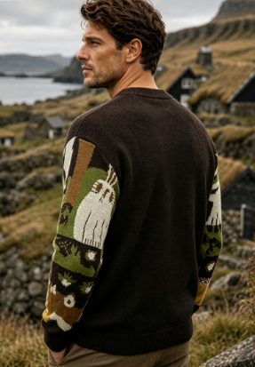 Forest Animal Print Men’s Knit Cardigan
