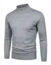 Light Grey Mock Neck Men’s Knit Sweater