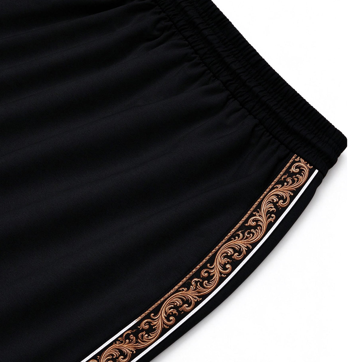 Black Gold Baroque Side Stripe Wide Leg Track Pants