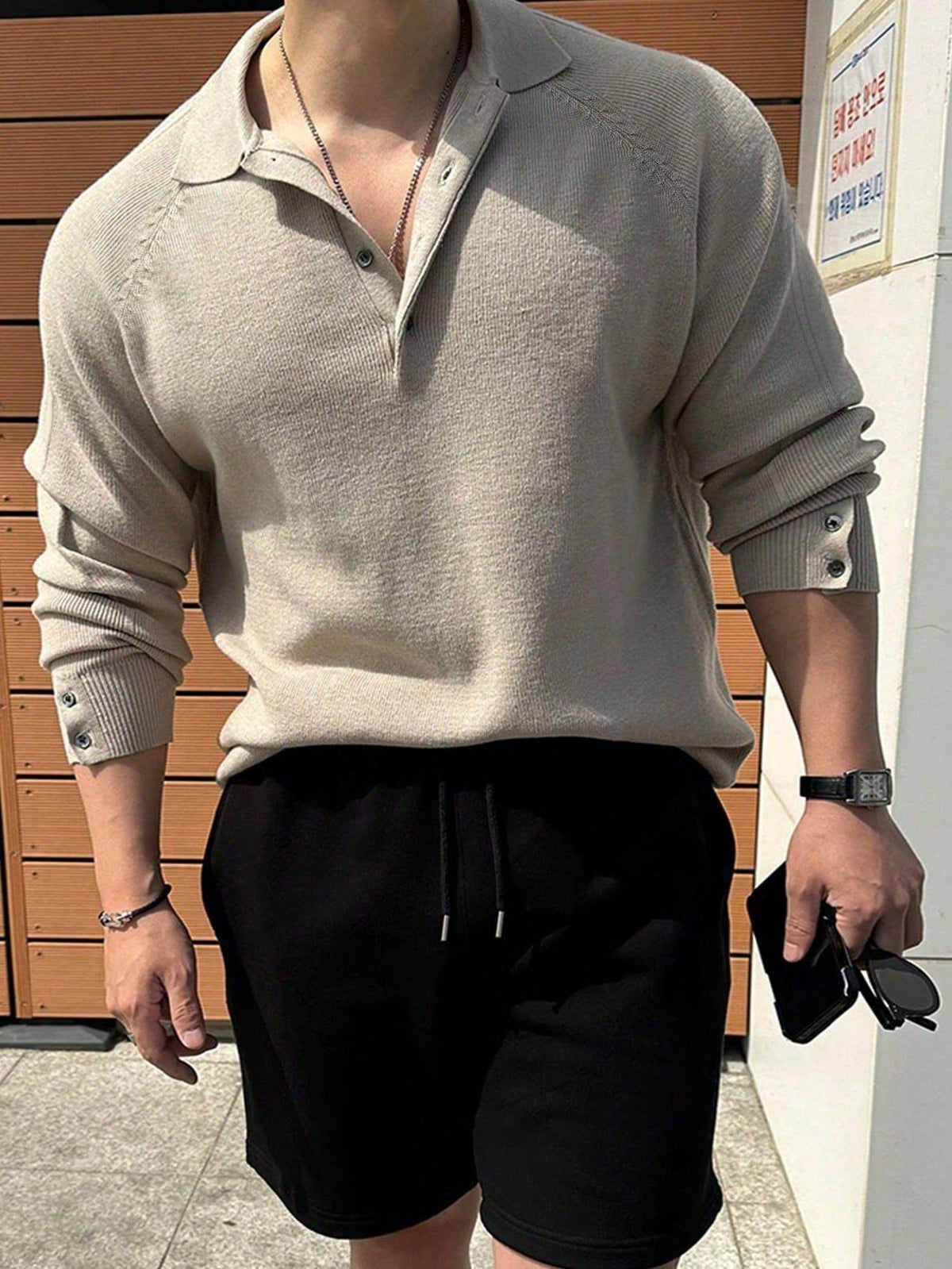 Soft Men's Lapel Polo Knit Top