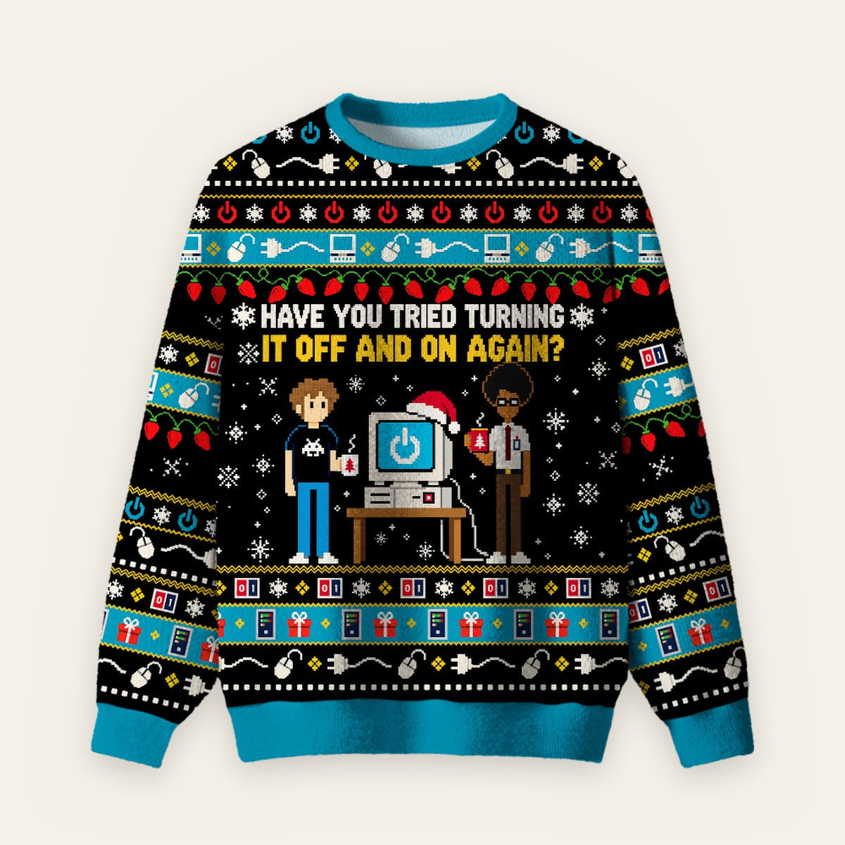 Funny IT Helpdesk Ugly Christmas Fuzzy Fleece Sweatshirt