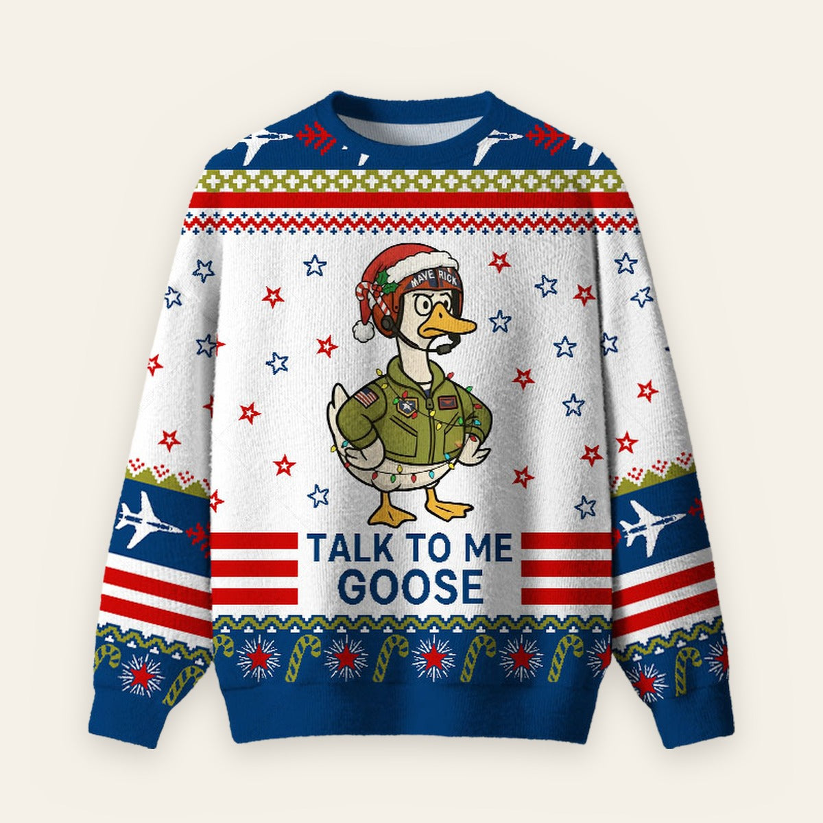 Talk to Me Goose Ugly Christmas Fuzzy Fleece Sweatshirt