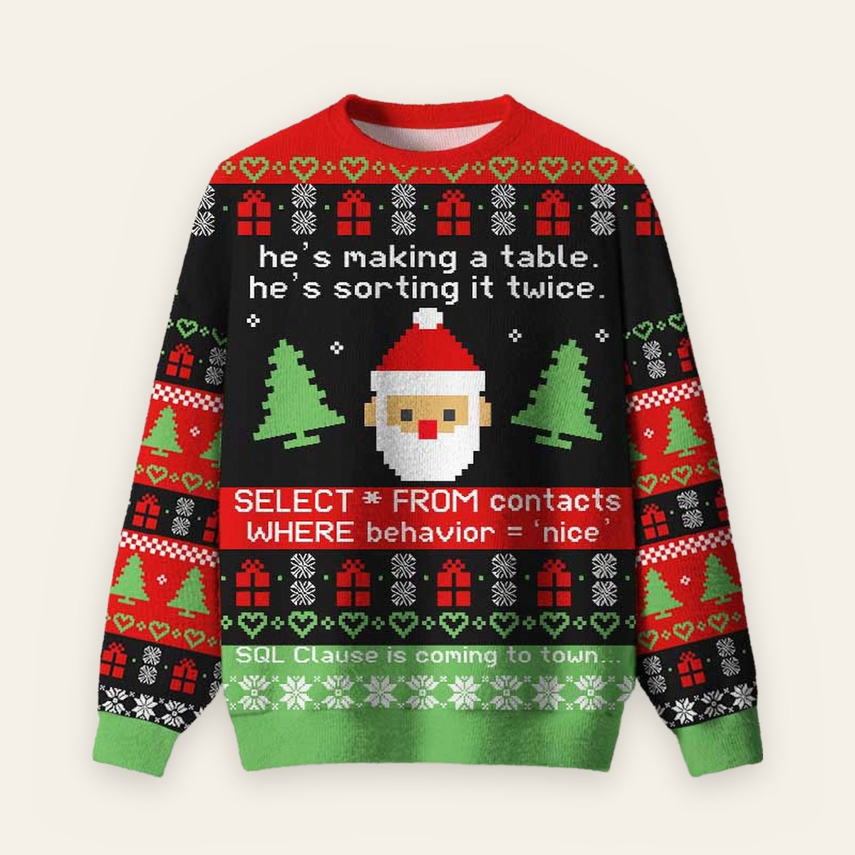 SQL Clause Is Coming To Town Ugly Christmas Fuzzy Fleece Sweatshirt