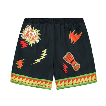 Bob Marley Singer Elastic Waistband Casual Shorts