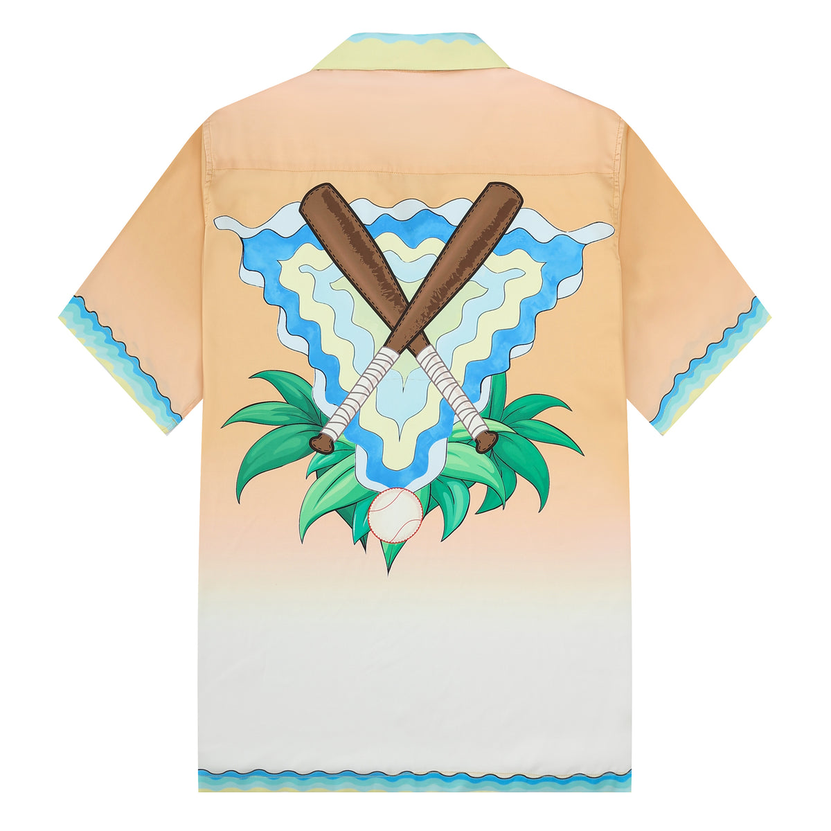 Pingpong Wave Pattern Camp Collar Casual Shirt
