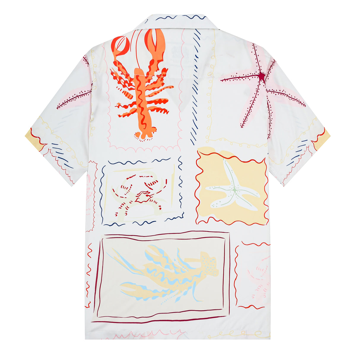 Aloha Style Lobster Pattern Short Sleeve Camp Collar Shirt