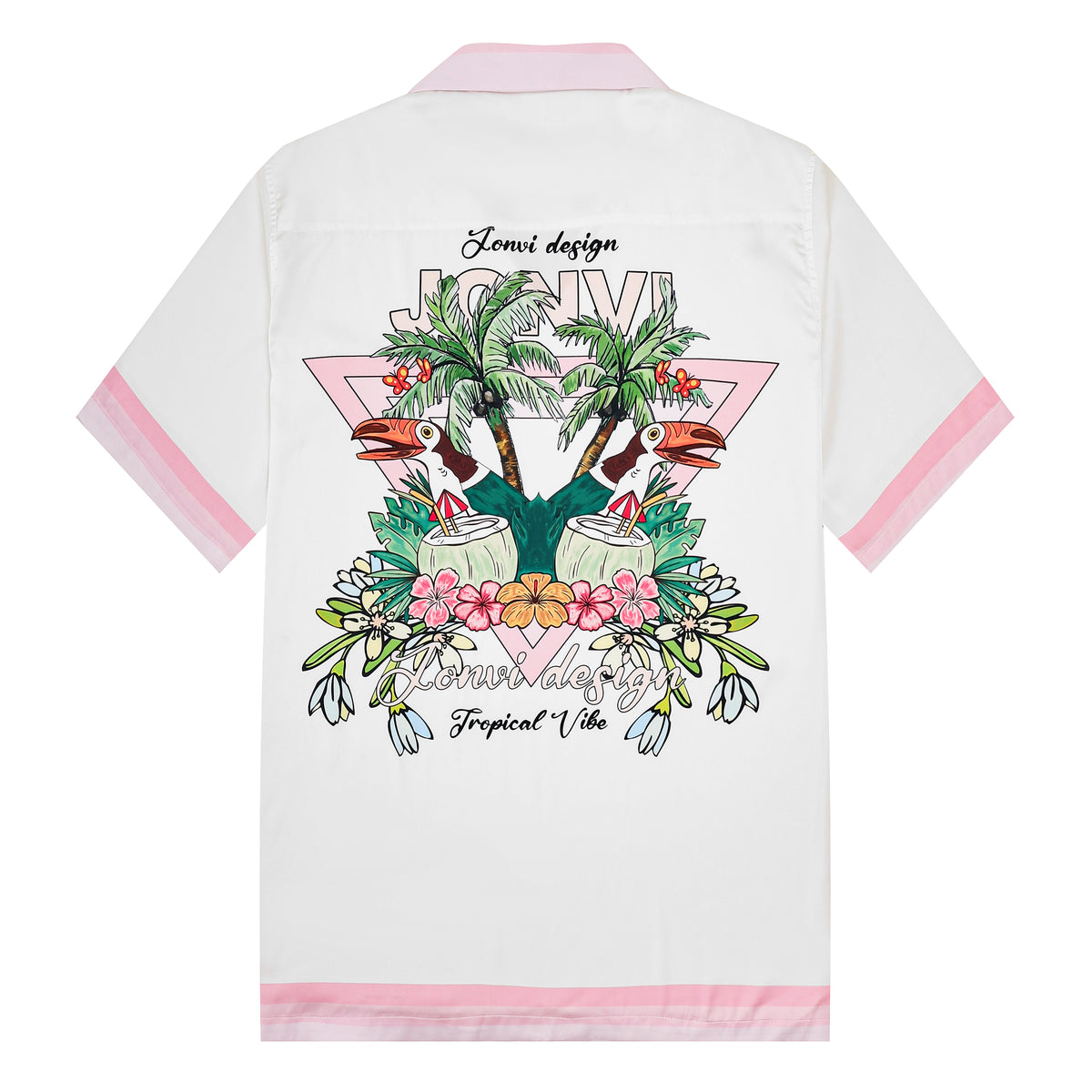 Vacation Wear Palm Tree Pattern Camp Collar Casual Shirt for Men