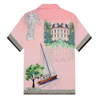 Goddess Statue Pattern Short Sleeve Drop Shoulder Shirt