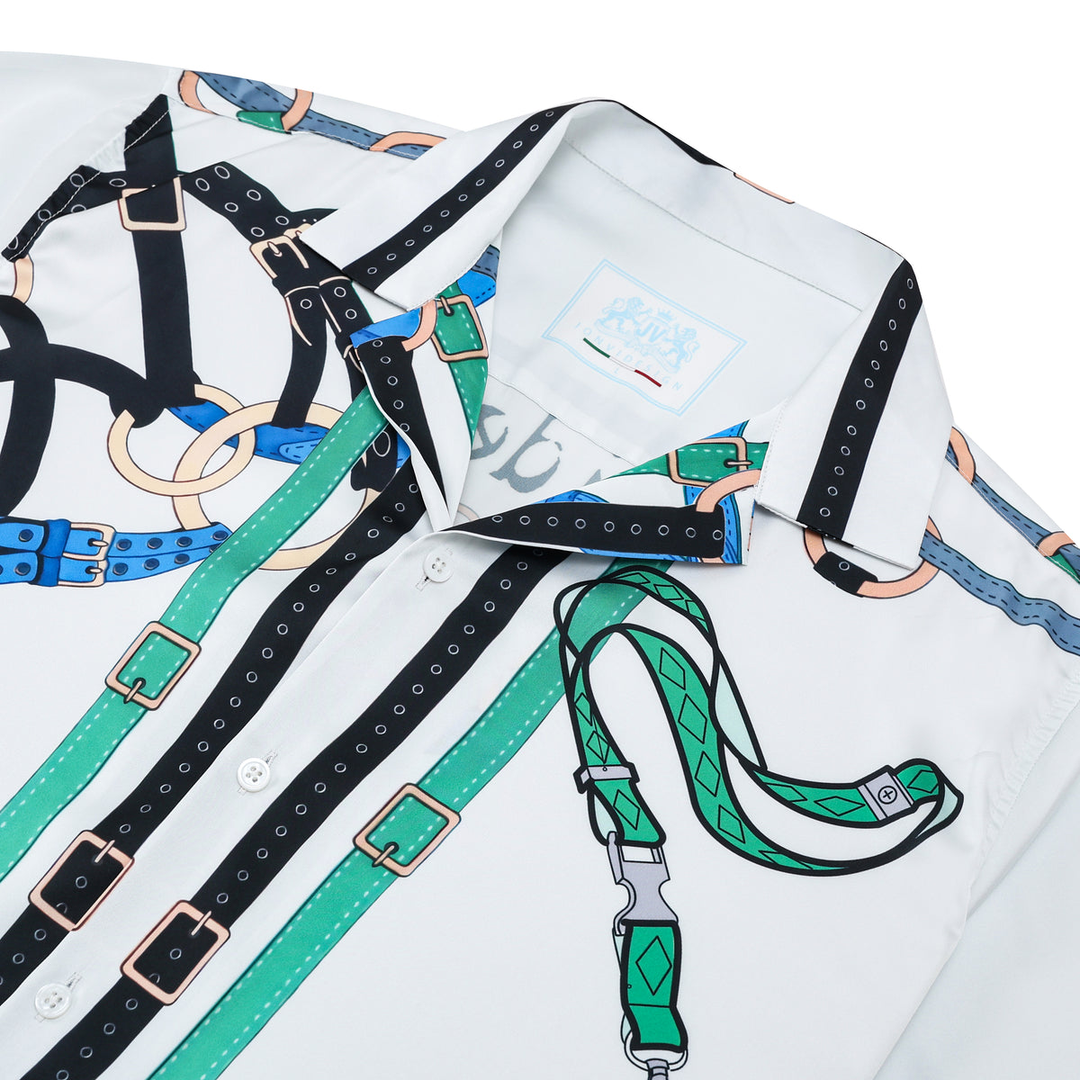 Horse Floral Pattern Camp Collar Casual Shirt for Men