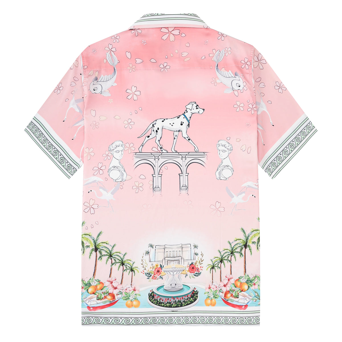 Retro Palace Spotted Dog Print Short Sleeve Camp Collar Shirt