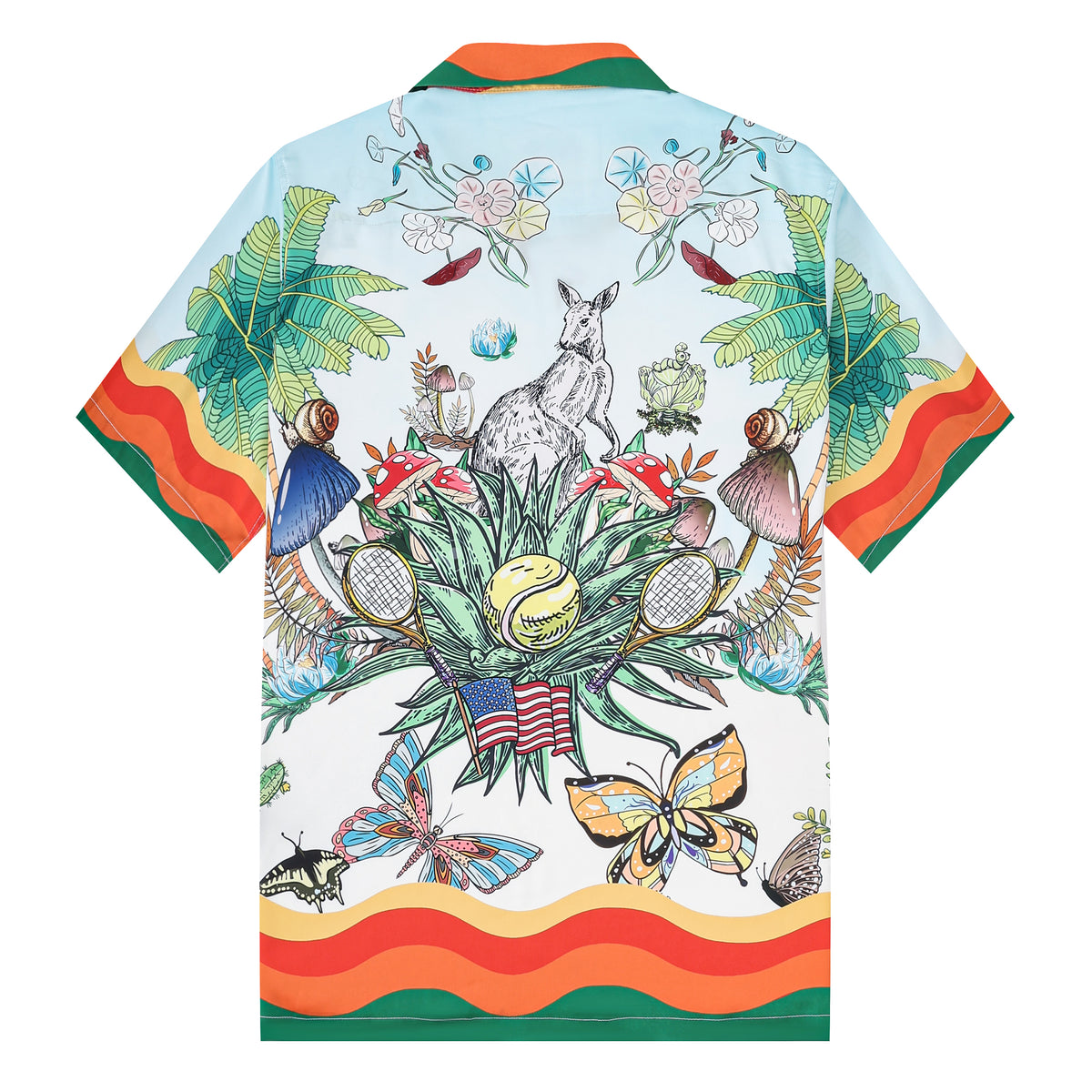 Tropical Print Short Sleeve Camp Collar Shirt
