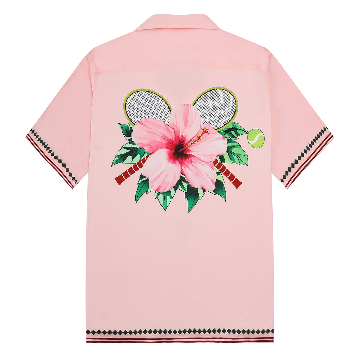 Pink Flower Design Short Sleeve Sports Shirt