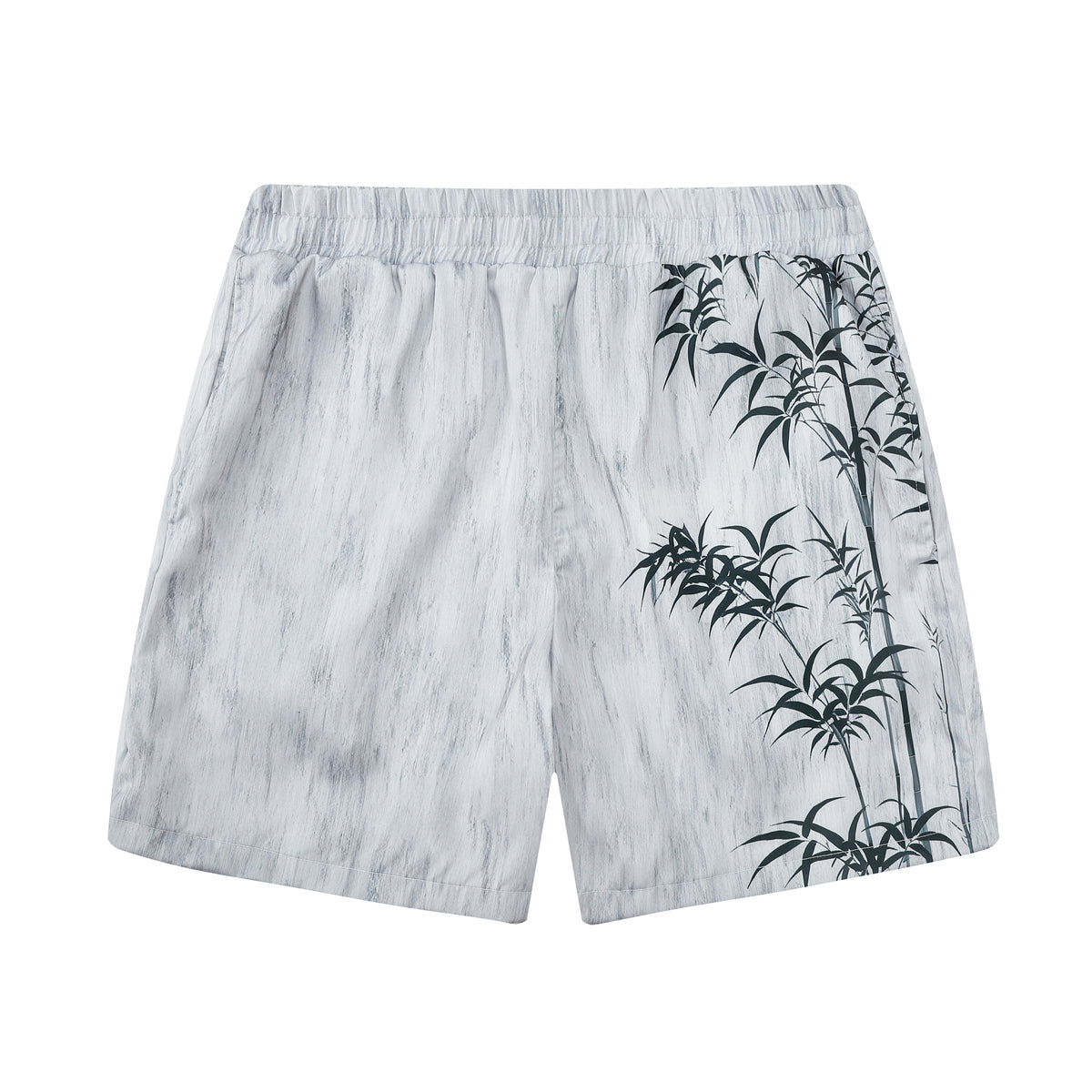 Bamboo Print Design Elastic Waistband Summer Casual Shorts