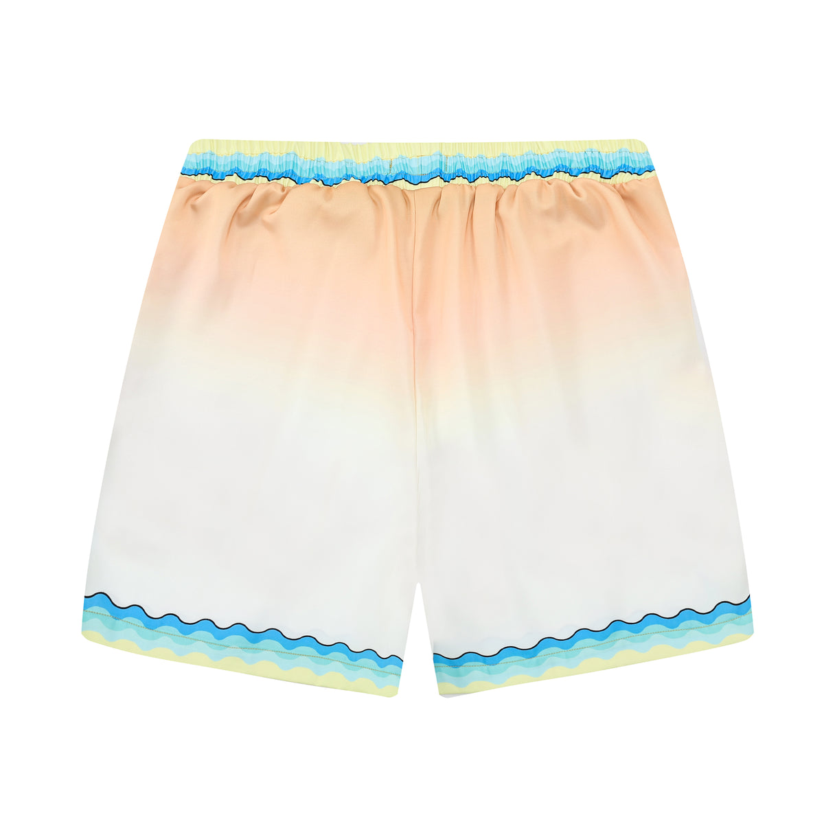 Gradient Brown Stripe Drawstring-Free Casual Shorts