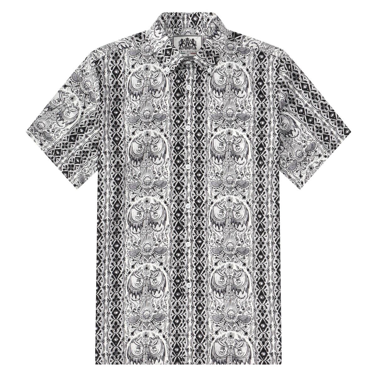 Vintage Stripe Pattern Button Short Sleeve Shirt