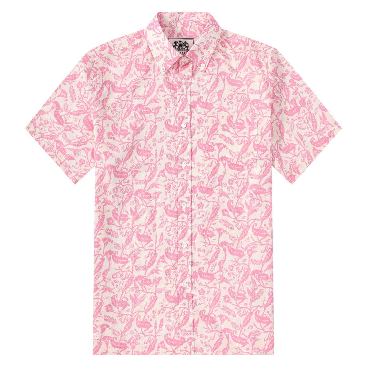 Pink Paisley Pattern Button Short Sleeve Shirt