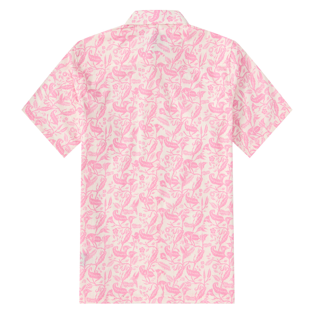 Pink Paisley Pattern Button Short Sleeve Shirt