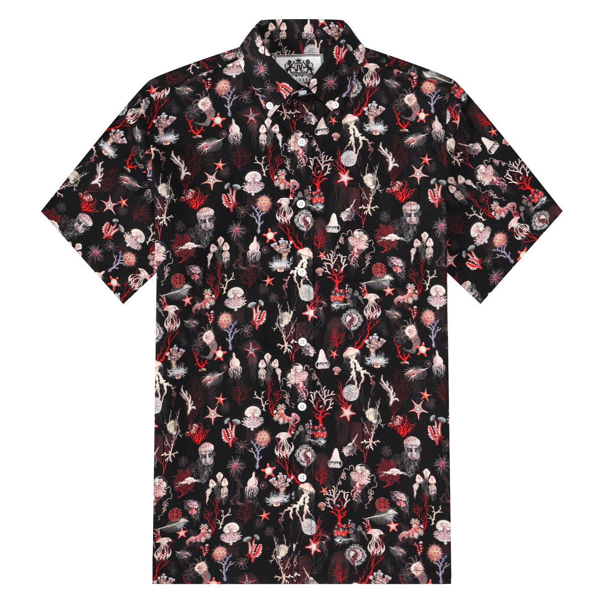 Aloha Underwater Creature Pattern Button Short Sleeve Shirt