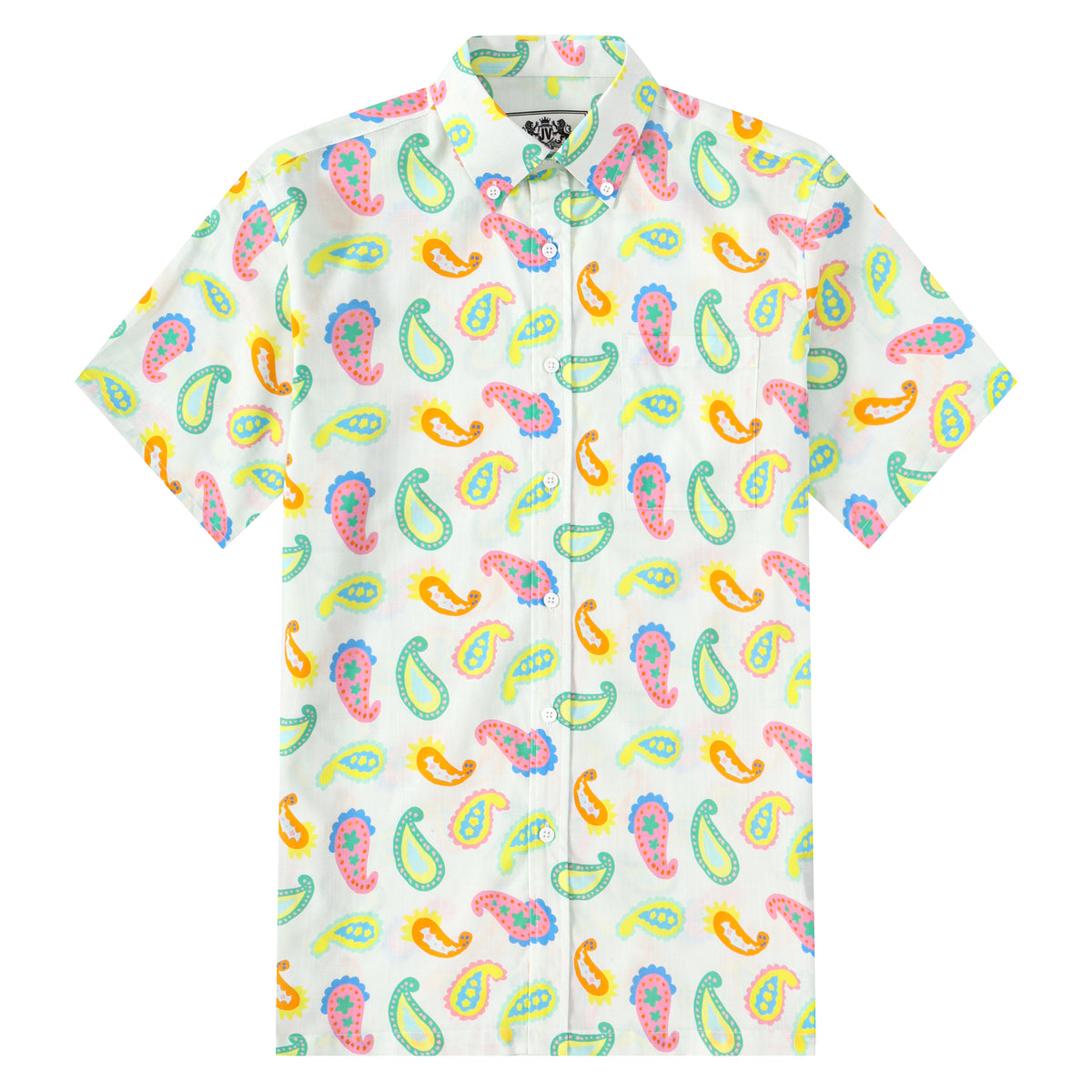 Colorful Paisley Pattern Button Short Sleeve Shirt