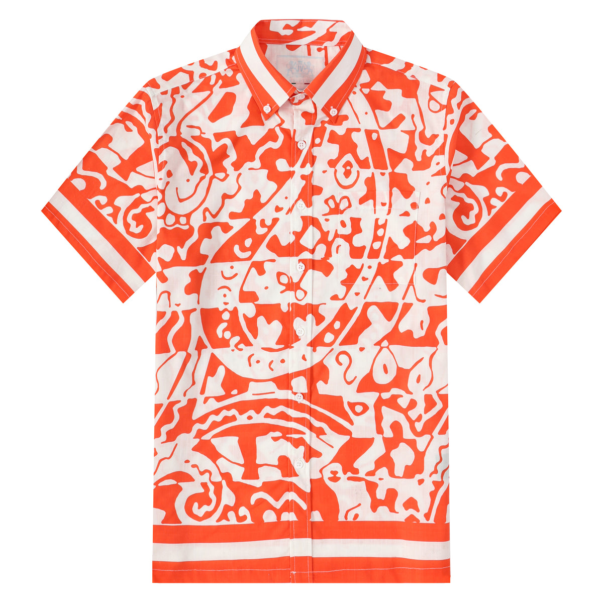 Hawaii Aloha Orange Button Short Sleeve Shirt