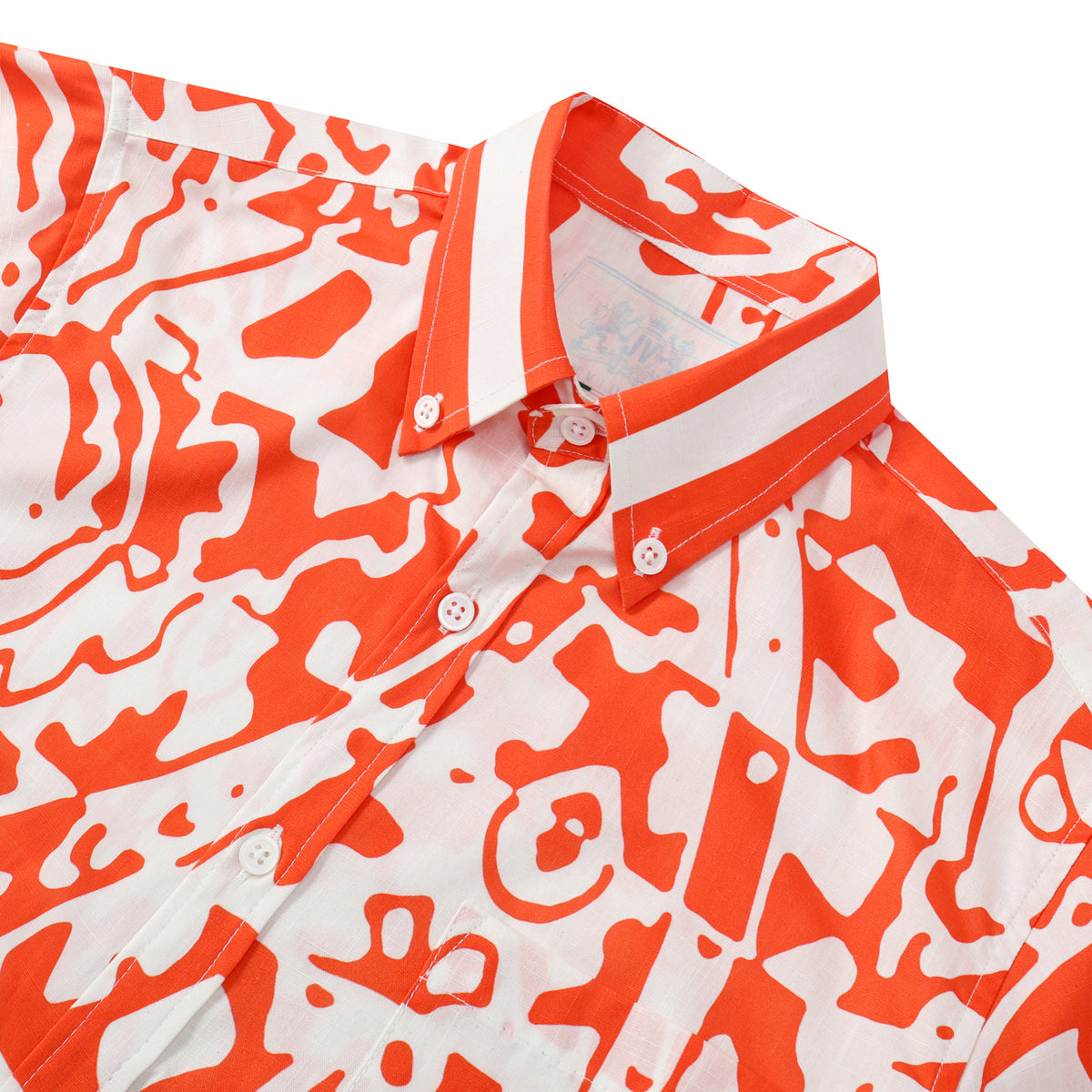 Hawaii Aloha Orange Button Short Sleeve Shirt