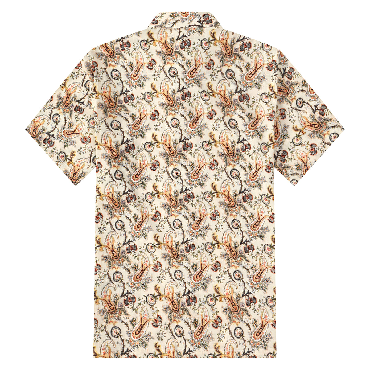 Floral Paisley Pattern Button Short Sleeve Shirt