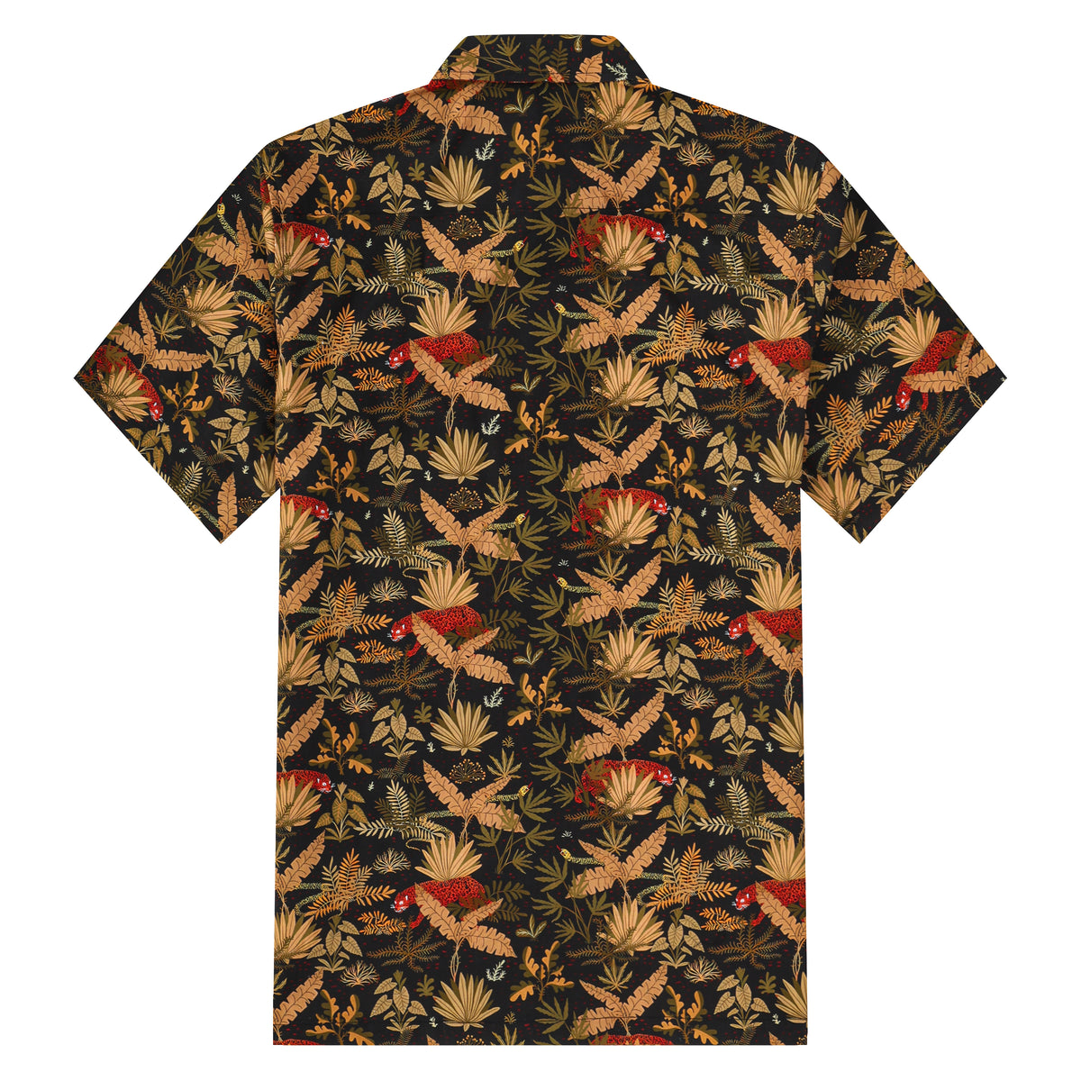 Maple Leaf Pattern Button Short Sleeve Shirt