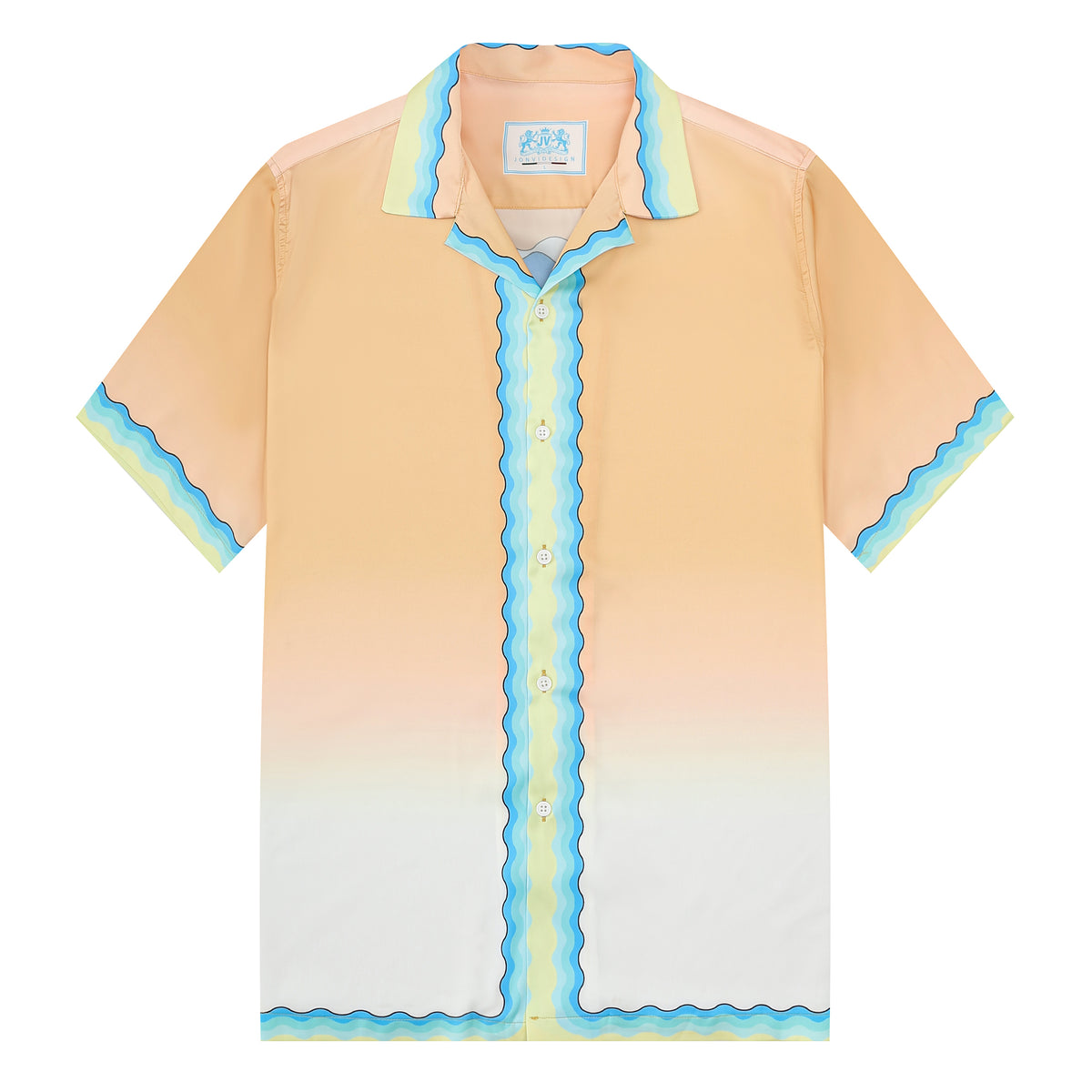 Pingpong Wave Pattern Camp Collar Casual Shirt