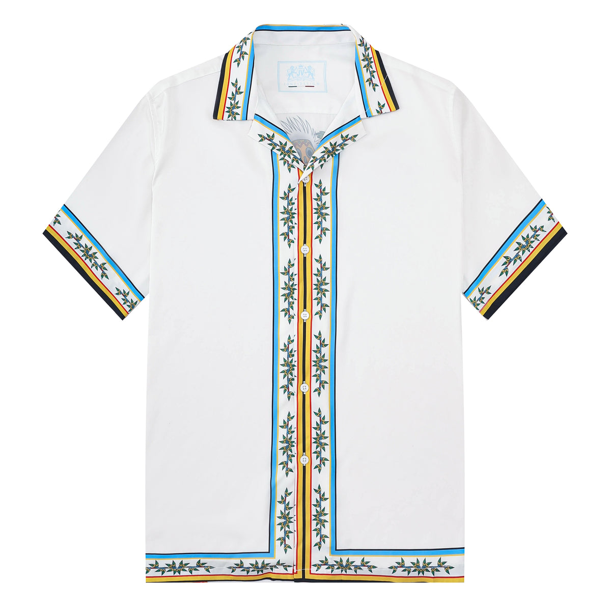 Tropical Vibe Tiki Pattern Short Sleeve Camp Collar Shirt