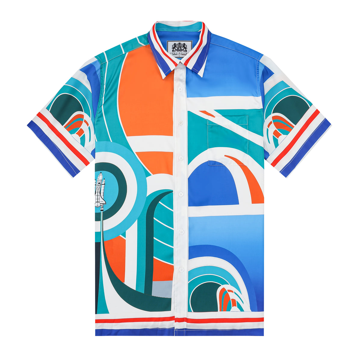 Graphic Design Short Sleeve Shirt for Men in Blue