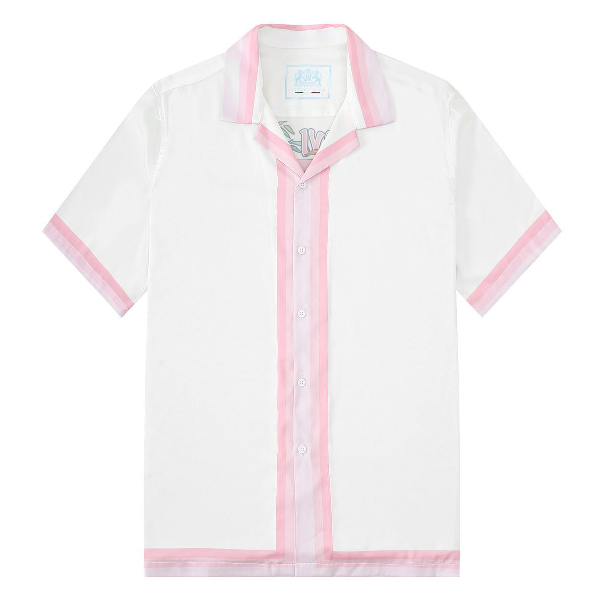 Tropical Tiki Statue Floral Pattern Short Sleeve Camp Collar Shirt