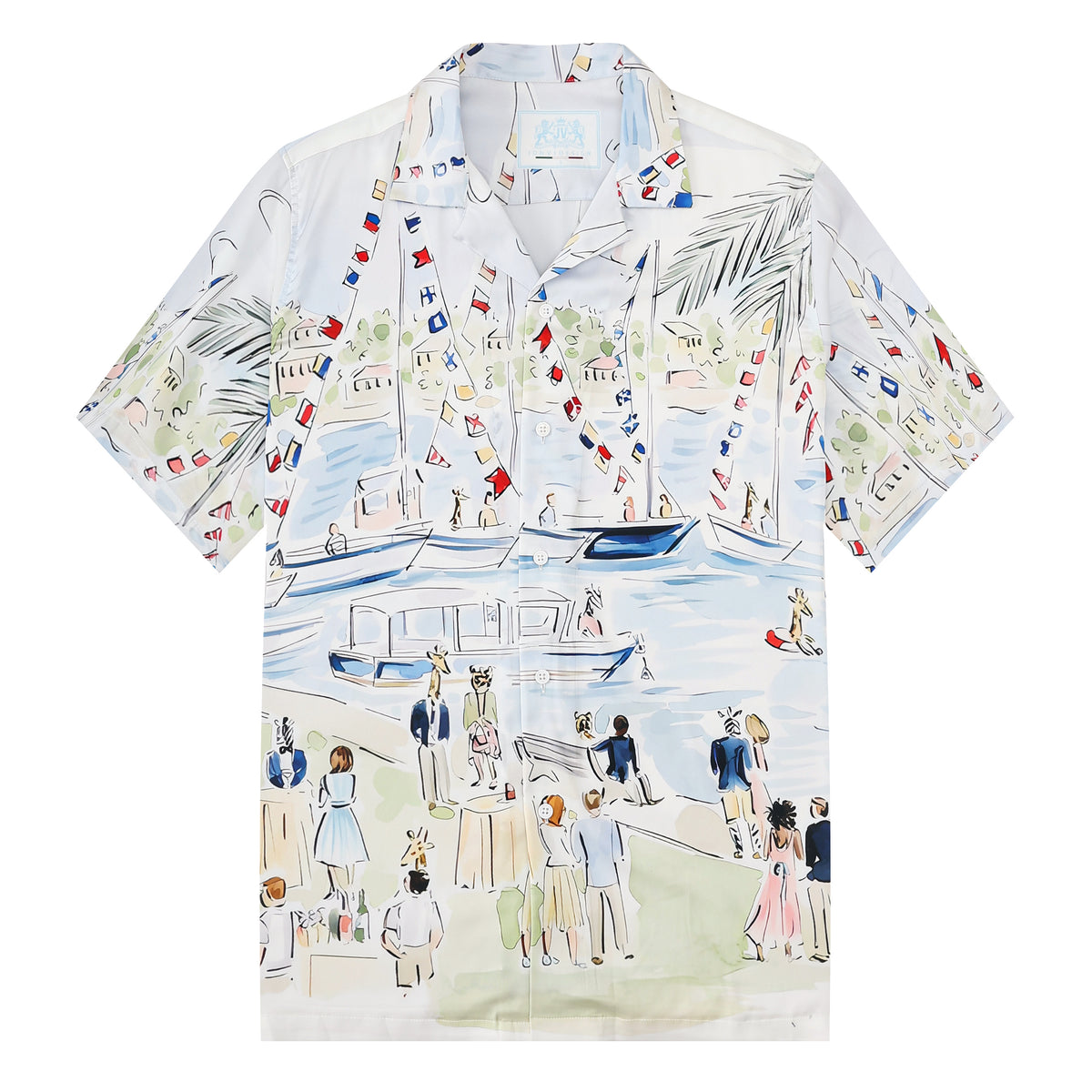 Coastal Town Theme Resort Wear Camp Collar Short Sleeve Shirt