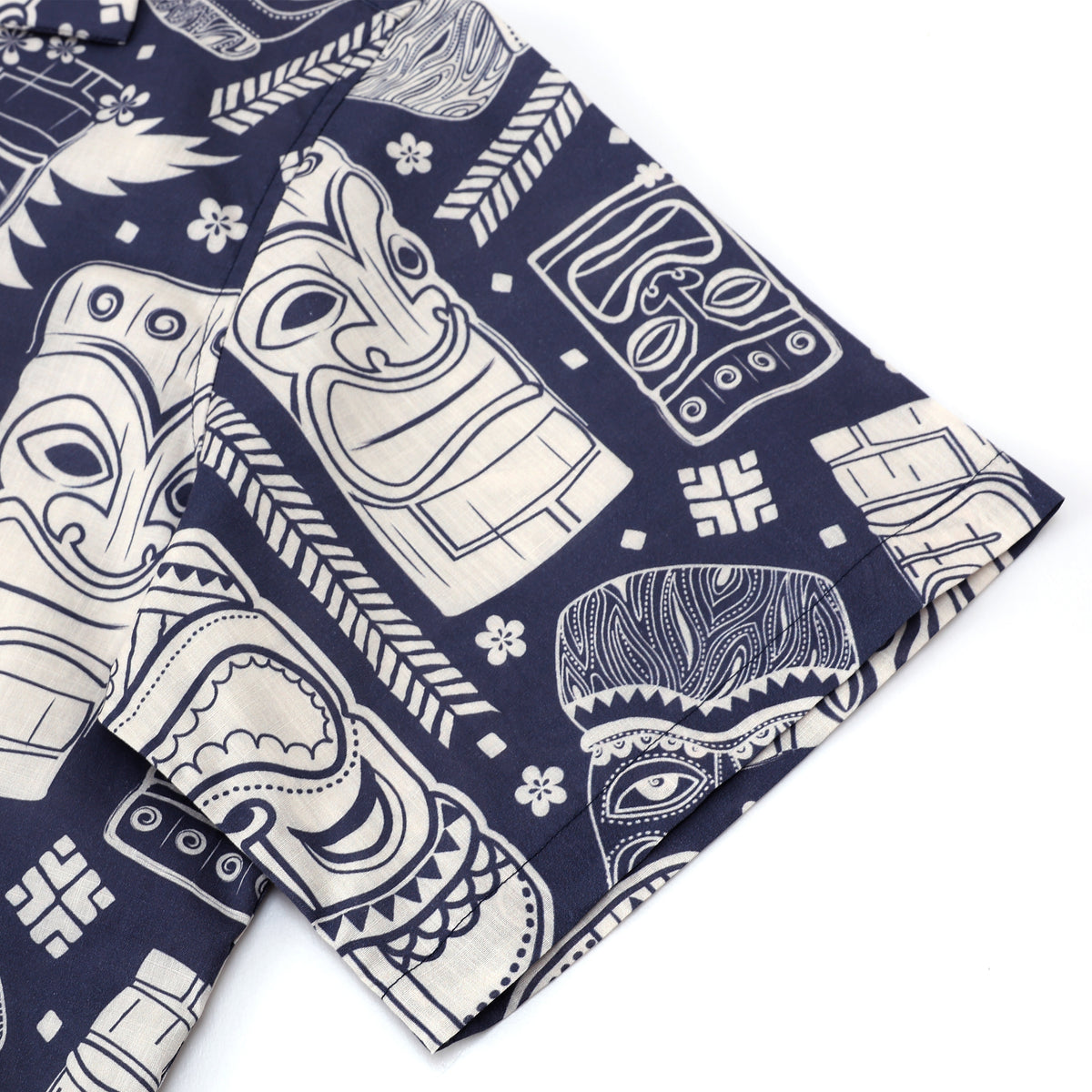 Tiki Statue Pattern Short Sleeve Camp Collar Shirt