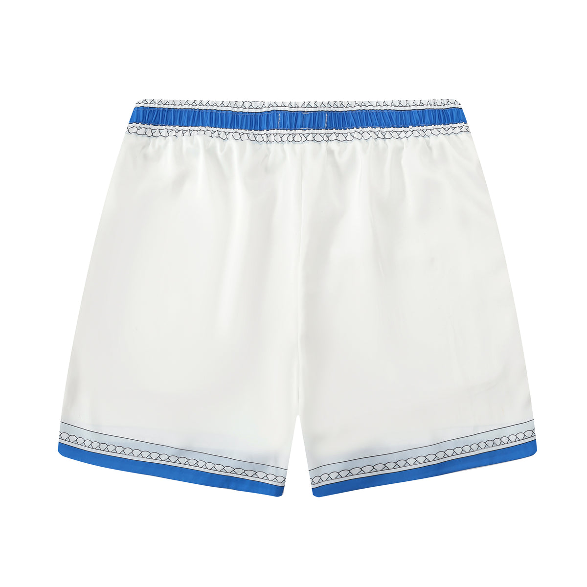 Blue Shell Pattern Silk Elastic Waistband Tennis Shorts