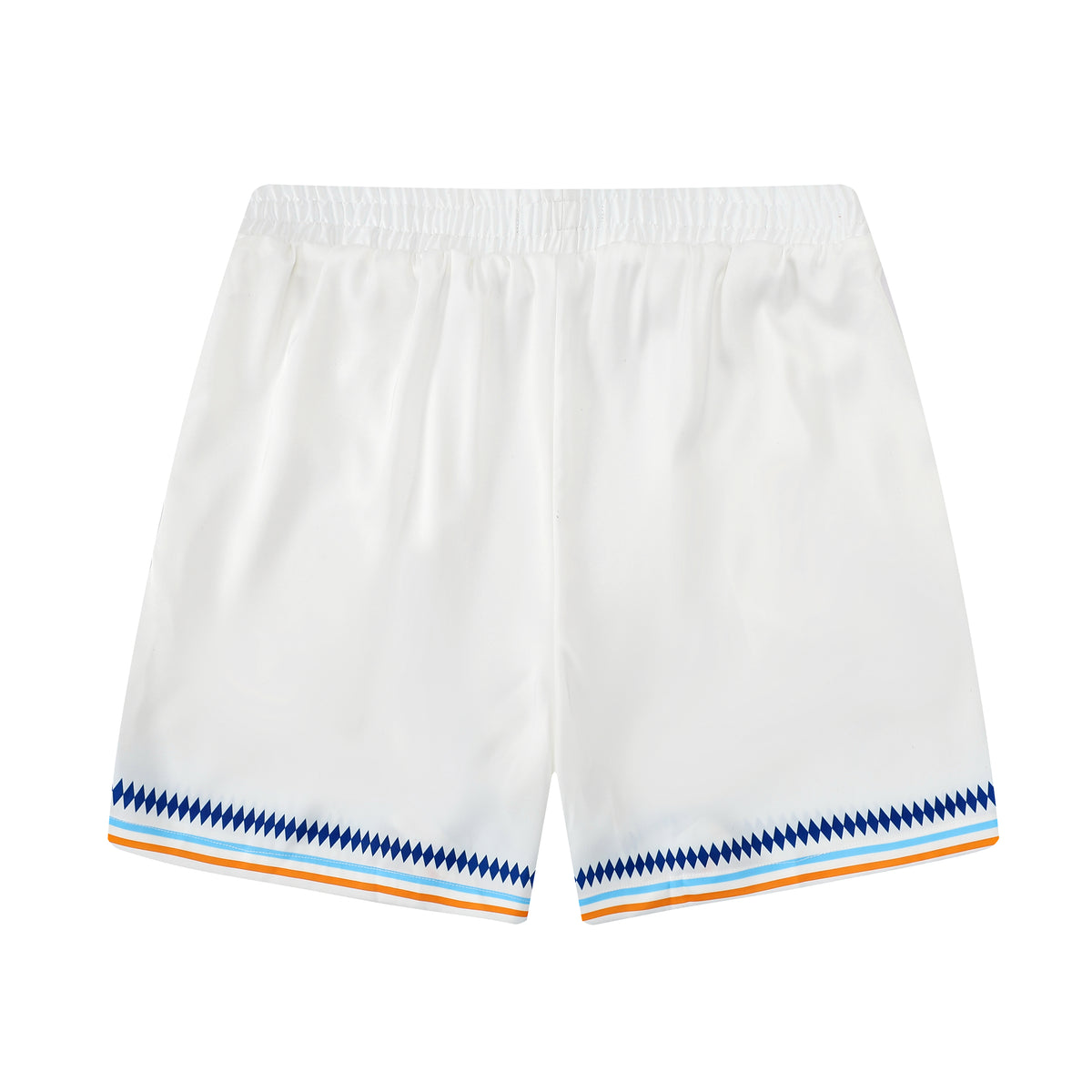 White Stripe Elastic Waistband Casual Tennis Shorts for Vacation