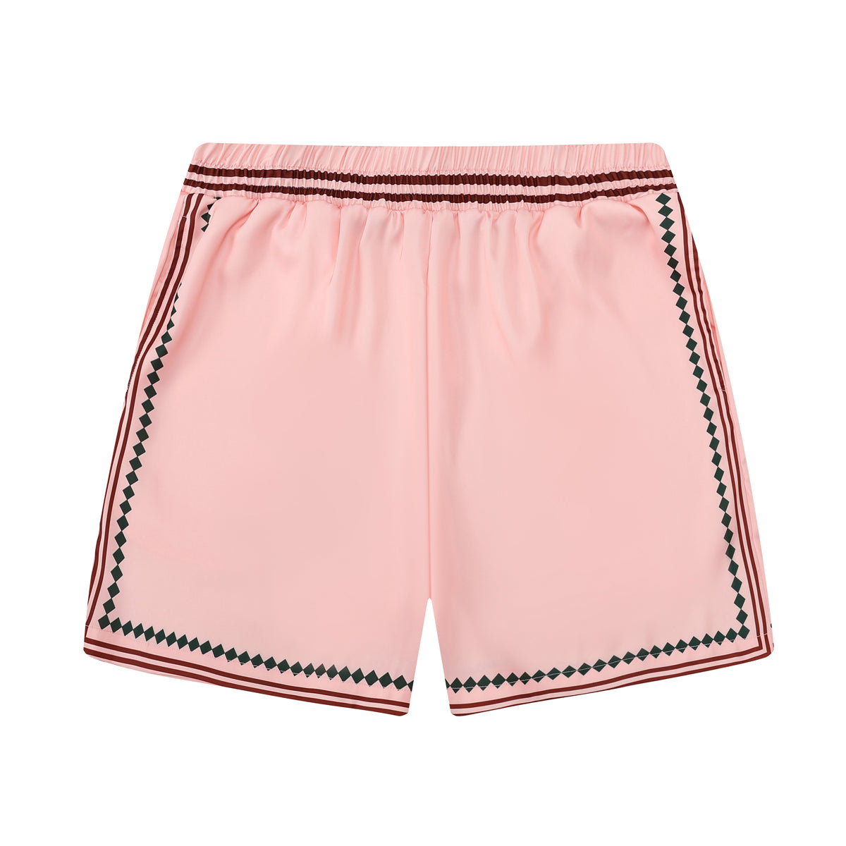 Pink Stripe Elastic Waistband Tennis Shorts for Men