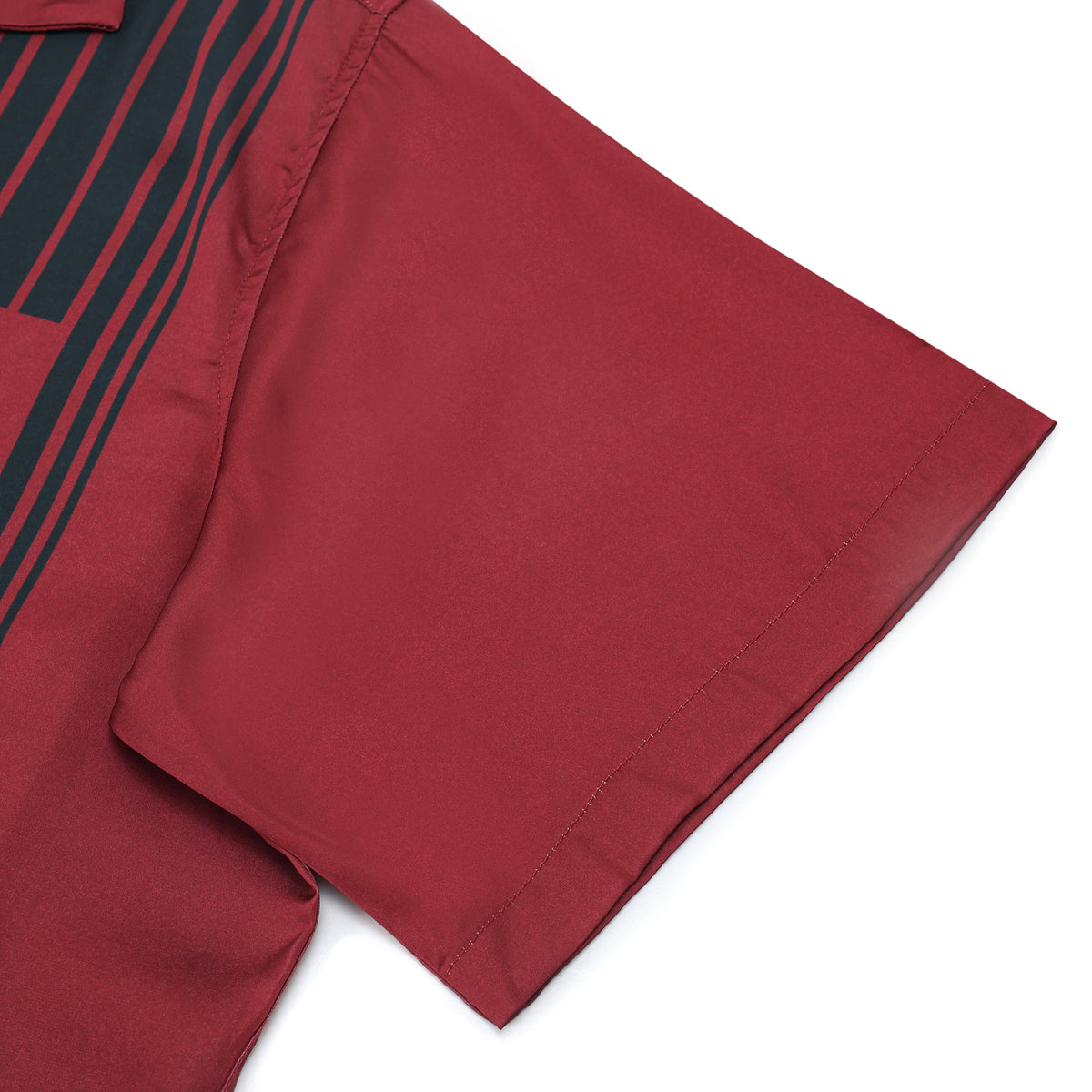 Dark Red Mouse Print Camp Collar Short Sleeve Shirt