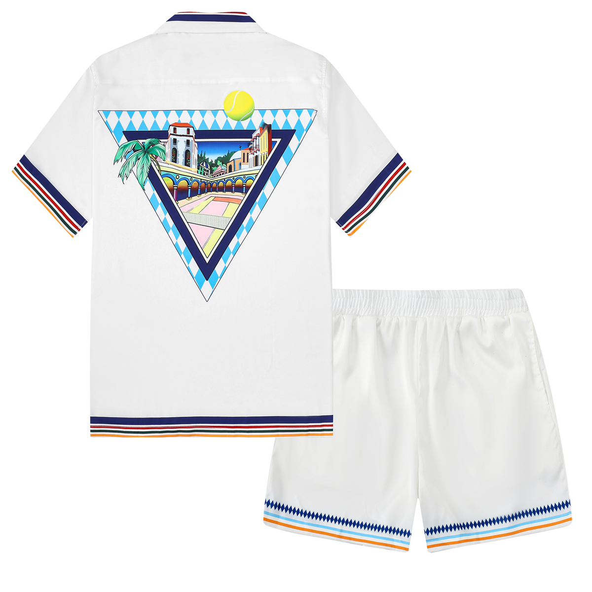 Western Architecture Camp Collar Casual Tennis Shirt