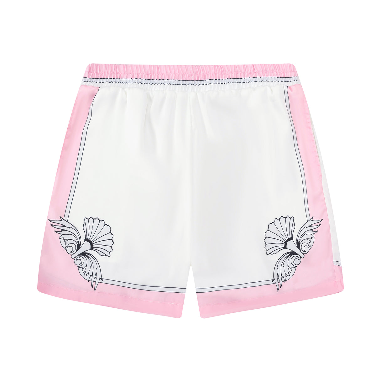 Marine Seahorse Pattern Pink Waistband Shorts