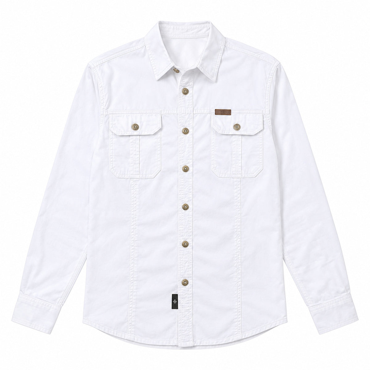 Men's White Cotton Long-Sleeved Jacket