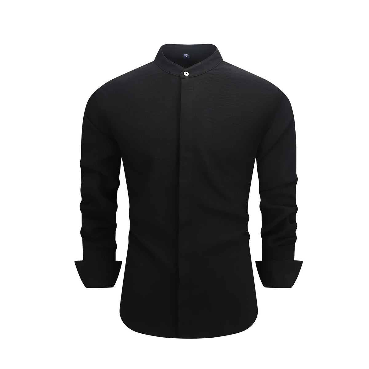 Men's  collar button-down shirt with hidden front opening, cotton-like texture long-sleeved shirt, loose and casual men's clothing wholesale