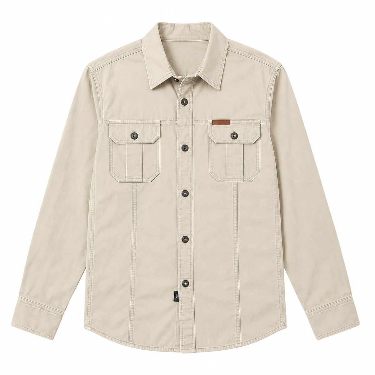 Men's Off White Cotton Long-Sleeved Jacket