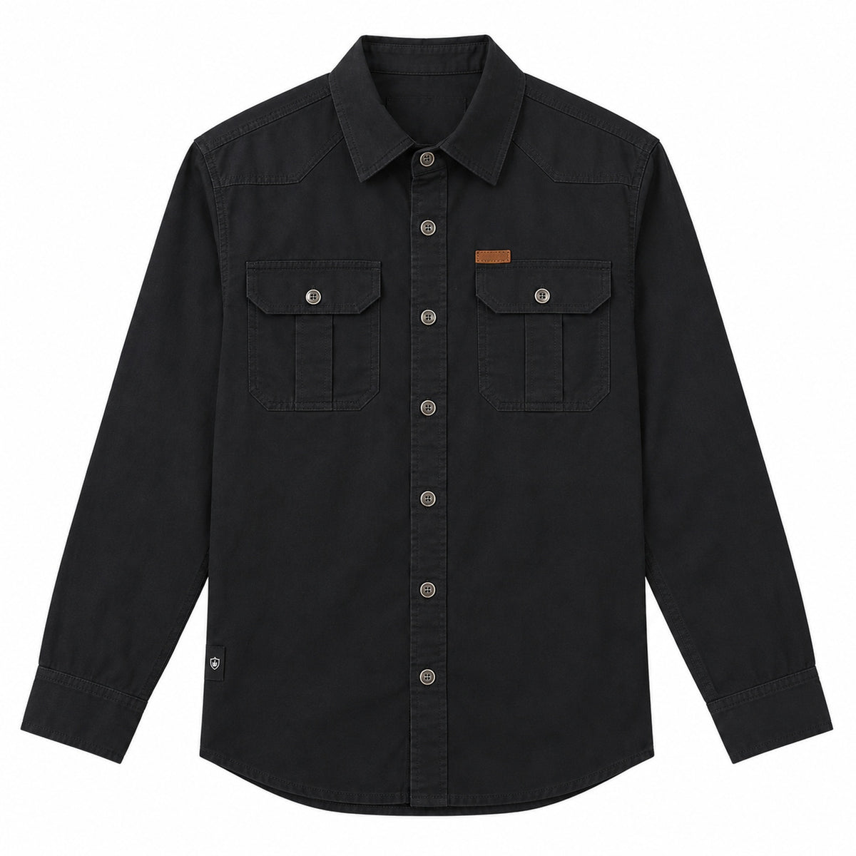 Men's Black Cotton Long-Sleeved Jacket