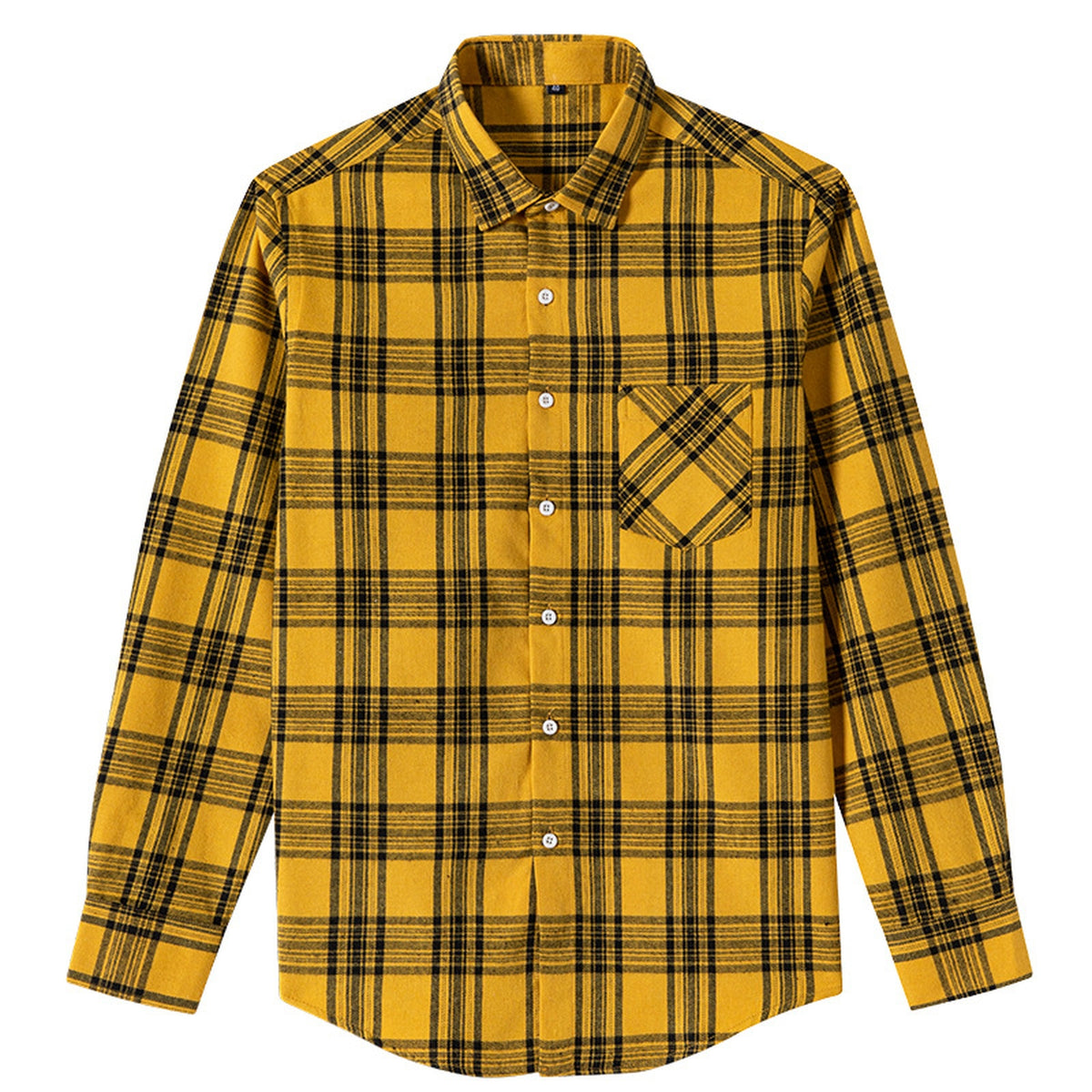 Men's Shirt - Plaid Long-Sleeved Shirt - Classic Ruffled Check Patterned Casual Cotton Men's Clothing Casual Export Shirt