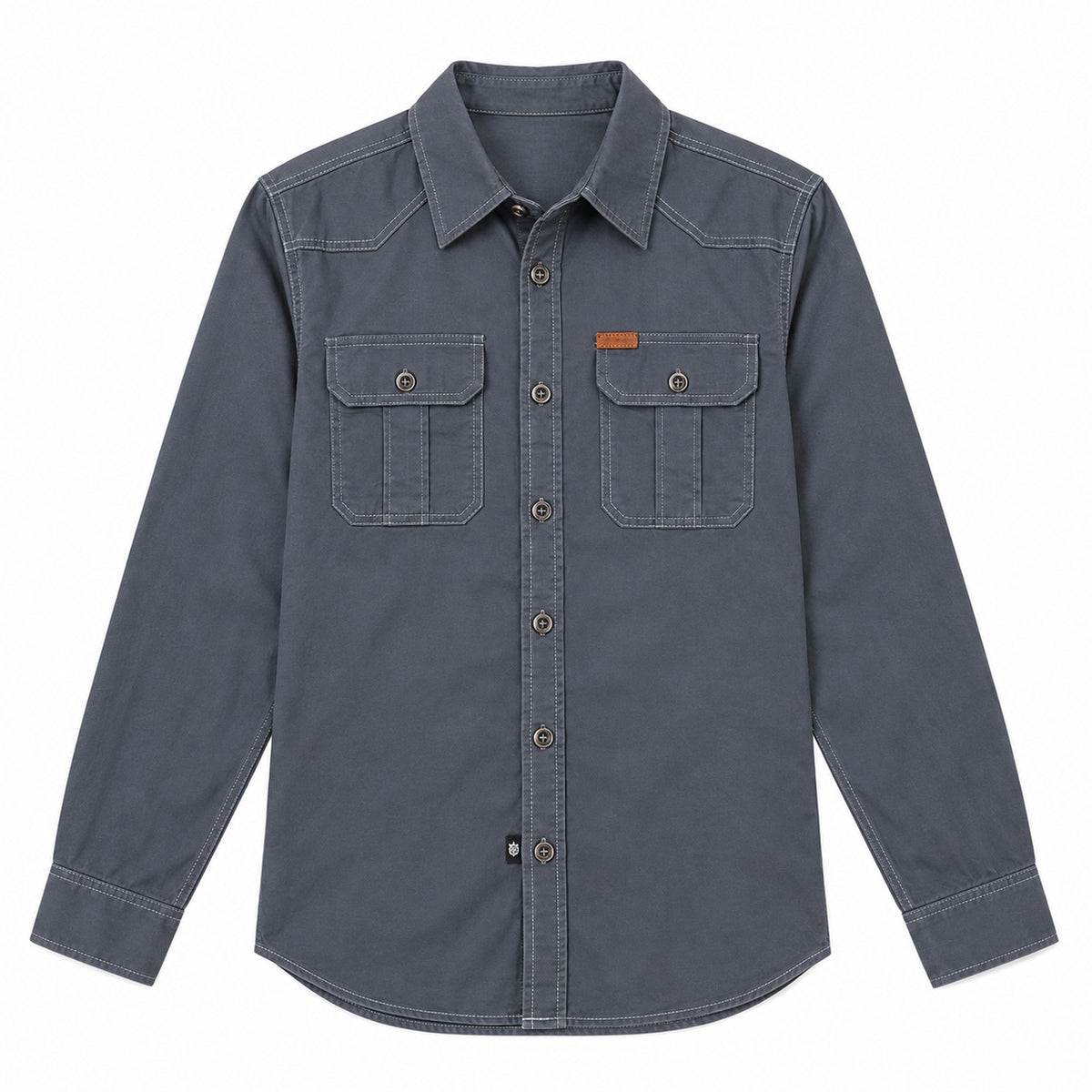 Men's Grey Cotton Long-Sleeved Jacket