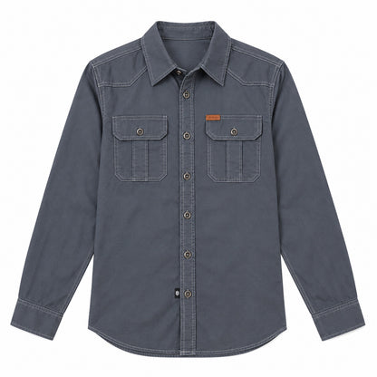 Men's Grey Cotton Long-Sleeved Jacket